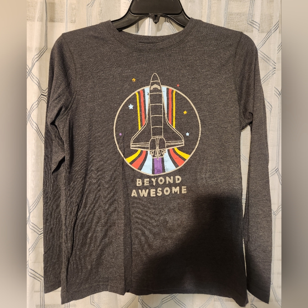 Brother Gray Long Sleeve Tee with Rocket Design